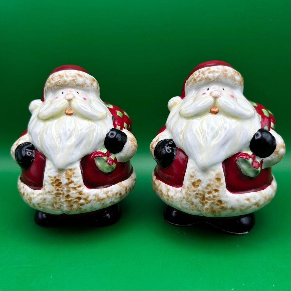Certified International Snowball Santa Salt & Pepper Shakers Becca Barton